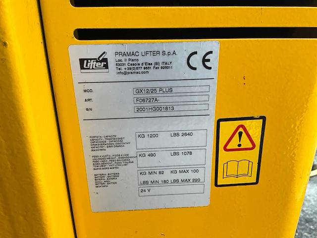 Pramac lifter plus - gx12 - elektrische stapelaar - afbeelding 6 van  23