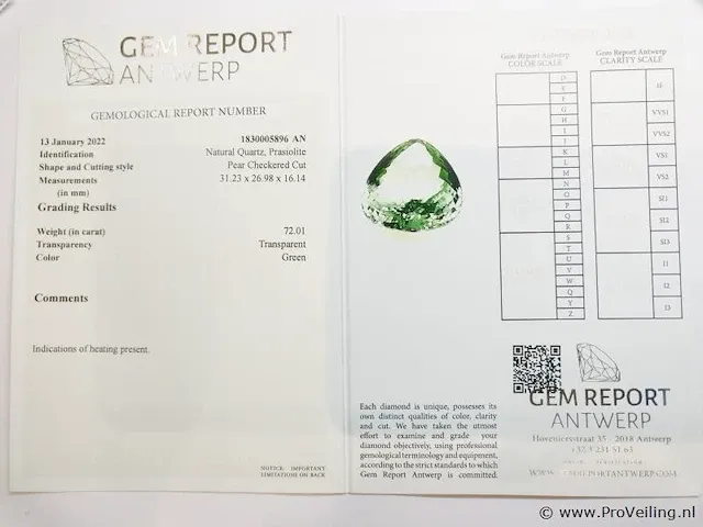 Prasiolite 72.01ct gra certified - afbeelding 8 van  8