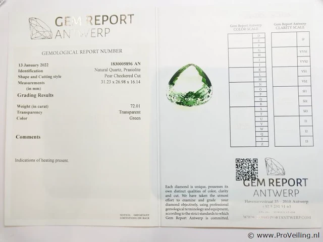 Prasiolite 72.01ct gra certified - afbeelding 3 van  3