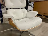 Premium eames lounge chair met ottoman in essen en echt wit leer, essen / wit - afbeelding 1 van  9