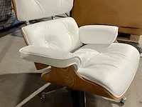 Premium eames lounge chair met ottoman in essen en echt wit leer, essen / wit - afbeelding 2 van  9