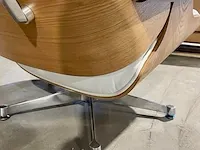 Premium eames lounge chair met ottoman in essen en echt wit leer, essen / wit - afbeelding 8 van  9