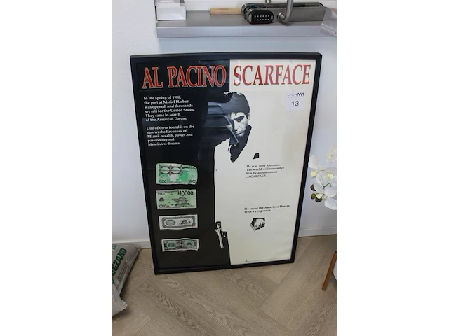 Prent in lijst scarface. afmeting 64 x 95cm. - afbeelding 2 van  2