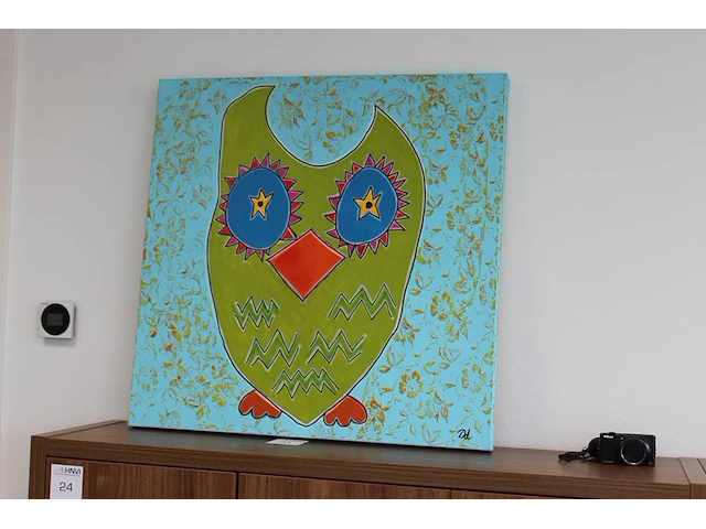 Prent op doek, gesigneerd dd. afmeting 80 x80 cm - afbeelding 1 van  2