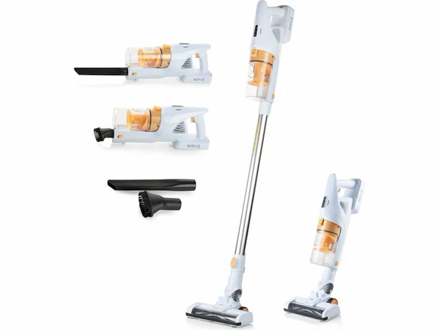 Primo pr500sv steelstofzuiger draadloos 3-in-1 zonder zak -hepa filter - wit/peach - afbeelding 1 van  6