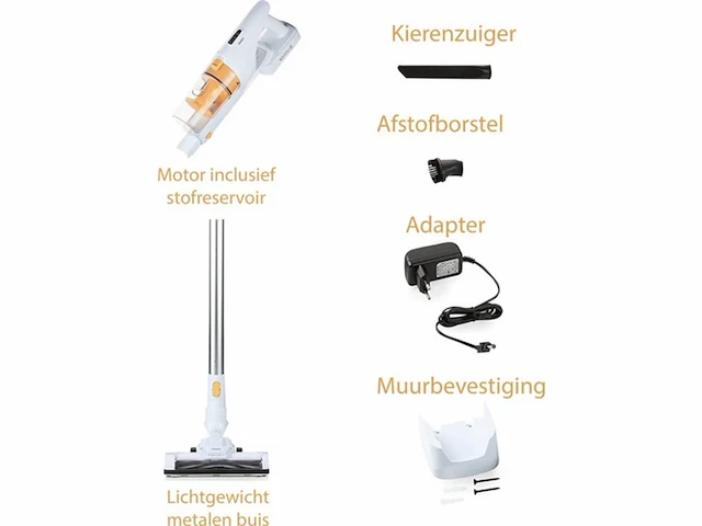 Primo pr500sv steelstofzuiger draadloos 3-in-1 zonder zak -hepa filter - wit/peach - afbeelding 2 van  6