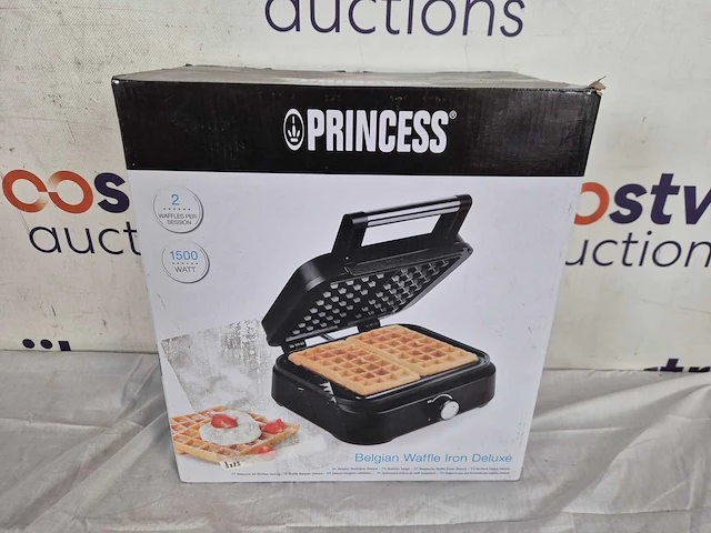 Princess 132398 wafelijzer - 2 belgische wafels - 4x7 - regelbare thermostaat - anti aanbaklaag - hoog vermogen - 1500 watt - 26 x 22 cm - belgisch wafelijzer deluxe - zwart - afbeelding 2 van  2