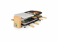 Princess 162955 raclette en steengrill pure 8 bamboe 1300w zwart, grijs, hout - afbeelding 2 van  5