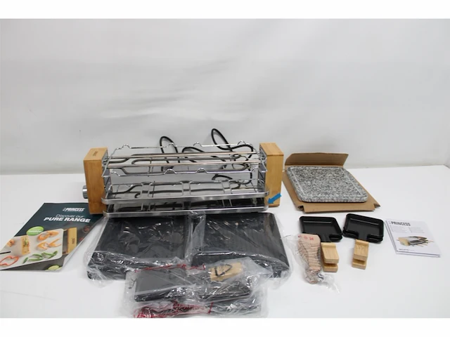 Princess 162955 raclette en steengrill pure 8 bamboe 1300w zwart, grijs, hout - afbeelding 4 van  5
