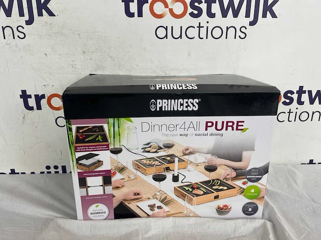 Princess dinner4all pure 104040 – gourmetstel - teppanyaki - grill & bakplaat - 2 meter snoer - 4 personen - bamboe - uit te breiden tot 10 personen - afbeelding 2 van  2
