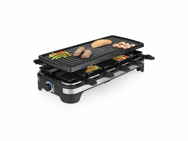 Princess gourmetstel xl raclette 10 personen grill & bakplaat 2 meter snoer 1500w zwart - afbeelding 2 van  3