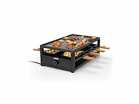Princess gourmetstel zwart steel raclette grill & bakplaat 8 personen met bamboe - afbeelding 2 van  4