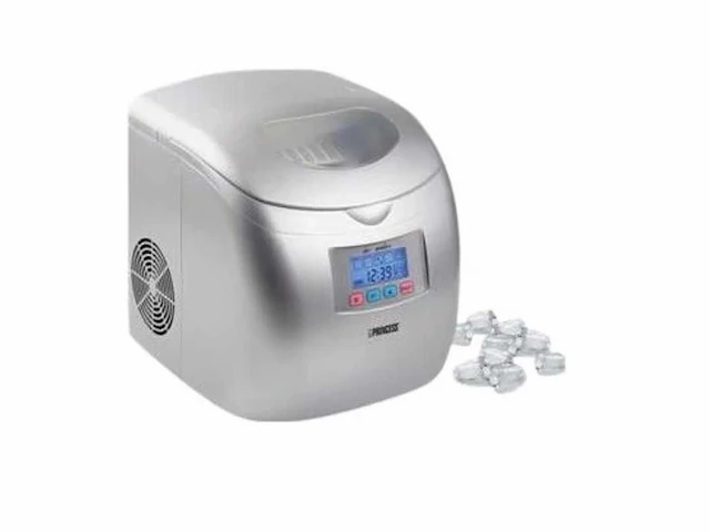Princess ice cube maker 283069 - ijsblokjesmaker - 2,8 liter - zilver - 120w - 9 blokjes in 6 minuten - zelfreinigingsfunctie - met ijsschep - ijsblokjesmachine - ijsklontjes maker - afbeelding 1 van  2