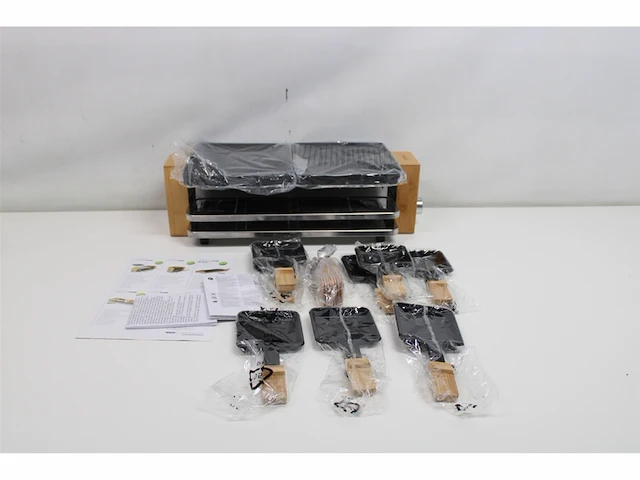 Princess pure 8 raclette-grill 1300 w zwart, grijs, hout - afbeelding 4 van  4