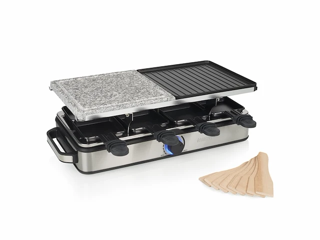 Princess raclette 8 steen en grill deluxe 162635 multifunctioneel rvs behuizing - afbeelding 1 van  2
