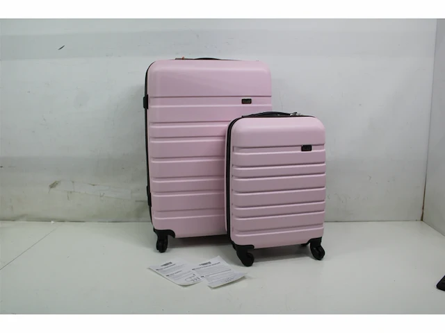 Princess traveller singapore kofferset 2-delig licht roze abs handbagage koffer 34l met grote reiskoffer 84l - afbeelding 1 van  2
