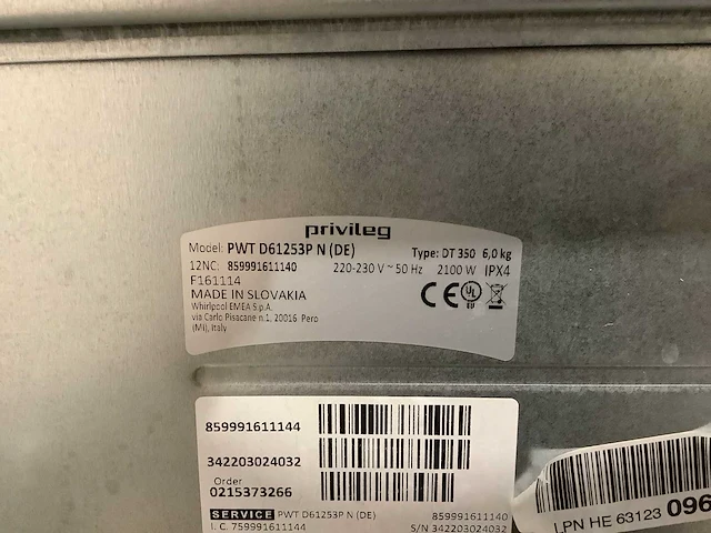 Privileg pwt d61253p n wasmachine - afbeelding 7 van  7
