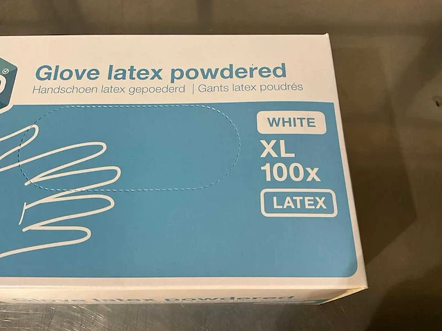Pro smart choice - white - doos latex gepoederde handschoenen (xl) (80x) - afbeelding 2 van  2