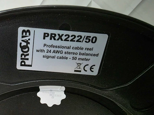 Procab - prx 222/50 - stereo signaal kabelhaspel met 24 awg stereo balanced singal cable 50 meter - ongebruikt - afbeelding 2 van  7