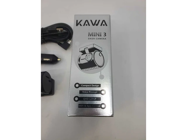 Professionele dashcam kawa, mini 3, qhd 1296p - met voice prompt + wifi & app control - inclusief 32gb sd kaart, accessoires en handleiding - afbeelding 4 van  7