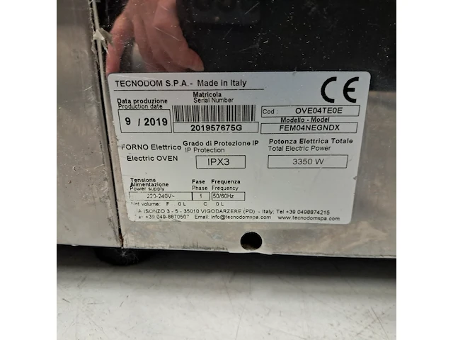 Professionele elektrische oven, tecnodom, model fem04negndx, 2019 - afbeelding 6 van  6