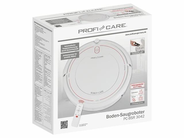 Proficare pc-bsr 3042 robotstofzuiger met roterende zijborstels 3 reinigingsprogramma's met accessoires 1500 mah wit - afbeelding 3 van  6