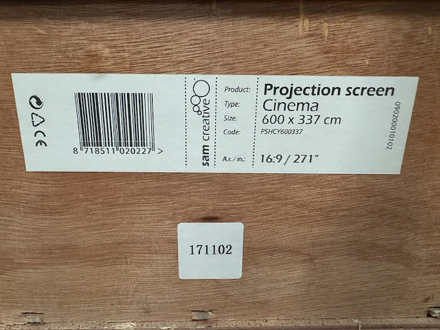 Projectiescherm cinema 4k|uhd 600x337 16:9 271" sam creative, pshcy600337 - afbeelding 3 van  4