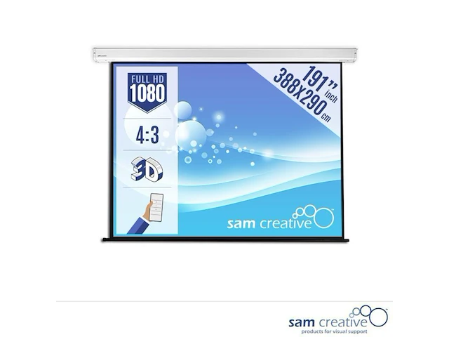 Projectiescherm hd elektrisch 388x290 cm 4:3 191" sam creative, pshex388290 - afbeelding 1 van  7