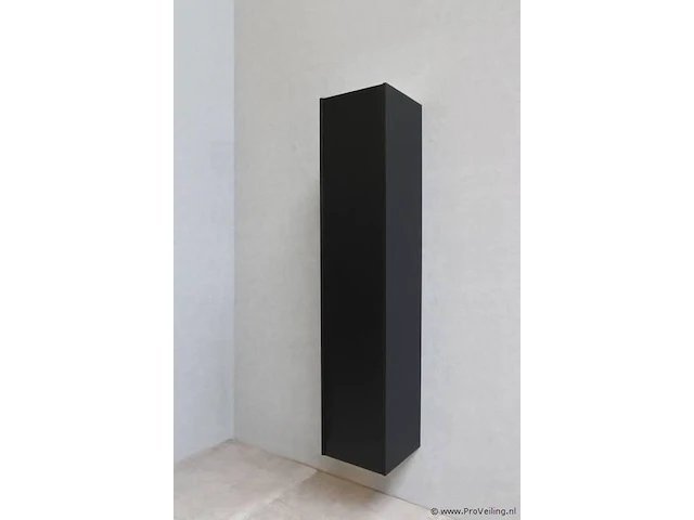 Proline hoge badkamerkast 1 deur push-to-open - mat zwart - 35x35x169cm | nieuw in doos - afbeelding 1 van  5