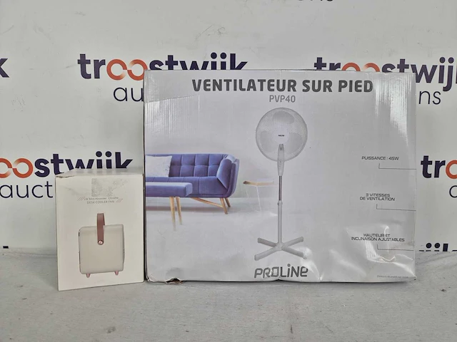 Proline pvp40 - statiefventilator - wit | lw mini aircooler chrome - draadloos – accu – geluidstil - afbeelding 2 van  2