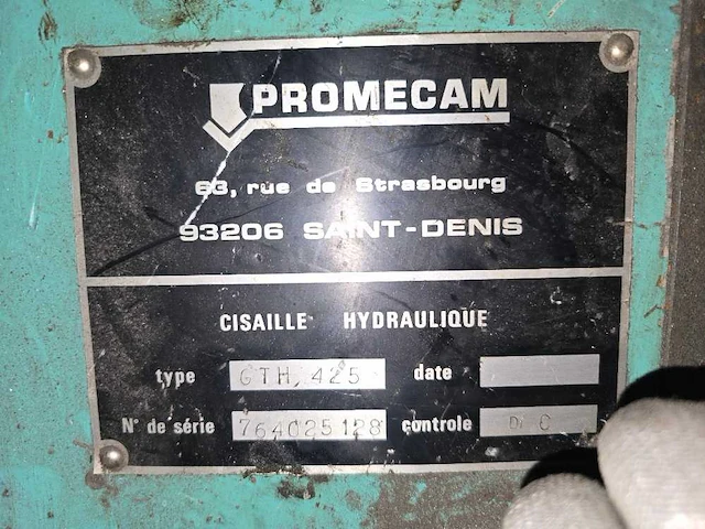 Promecam - gth 425 - guillotineschaar - afbeelding 4 van  12