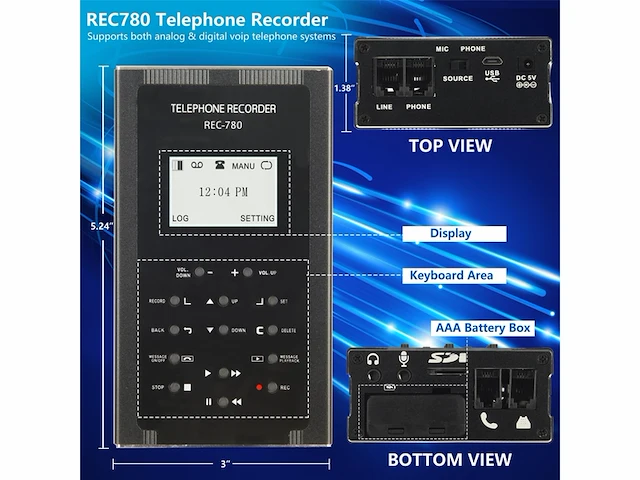 Prubovi telefoon recorder 32 gb usb voice recorder telefoon recorder voor vaste lijn - afbeelding 2 van  6
