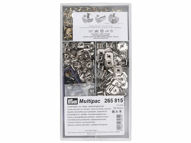 Prym bronzen zilver (13mm) broek en rok haken en bars - 100 stukken - afbeelding 1 van  1