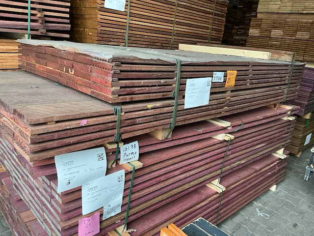 Purple heart hardhouten vlonderplanken 21x145mm, lengte 215-245cm (76x) - afbeelding 3 van  3
