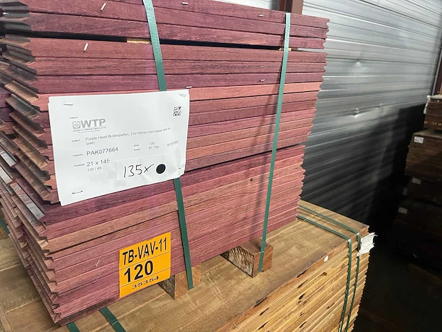 Purple heart kopse veer en groef (buitenparket) 650x145x21mm (135x) - afbeelding 3 van  3