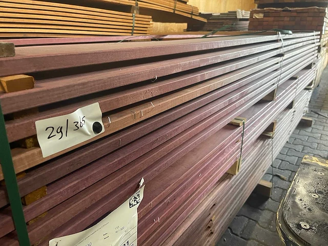 Purple heart planken geschaafd 3350-3650x120x21mm (51x) - afbeelding 2 van  3