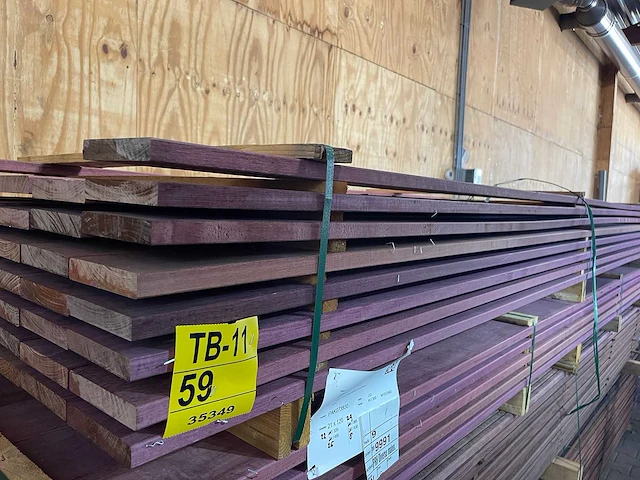 Purple heart planken geschaafd 3350-4300x145x21mm (84x) - afbeelding 2 van  3