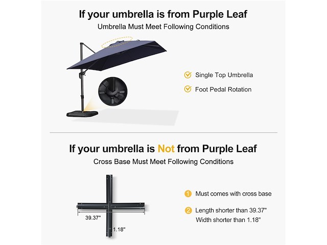 Purple leaf verplaatste parasolvoet gevuld met water en zand voor een parasol van 150 kg zwart - afbeelding 3 van  4