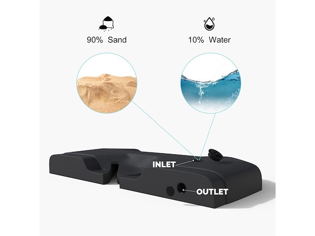 Purple leaf verplaatste parasolvoet gevuld met water en zand voor een parasol van 150 kg zwart - afbeelding 4 van  4