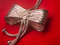 Puur .925 zilveren koninginneketting - collier bowtie designer jewellery - afbeelding 1 van  10