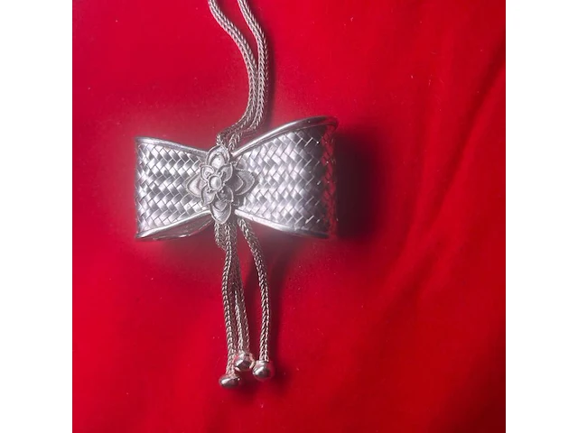 Puur .925 zilveren koninginneketting - collier bowtie designer jewellery - afbeelding 4 van  10