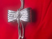 Puur .925 zilveren koninginneketting - collier bowtie designer jewellery - afbeelding 4 van  10