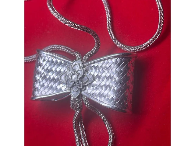 Puur .925 zilveren koninginneketting - collier bowtie designer jewellery - afbeelding 5 van  10