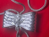 Puur .925 zilveren koninginneketting - collier bowtie designer jewellery - afbeelding 5 van  10