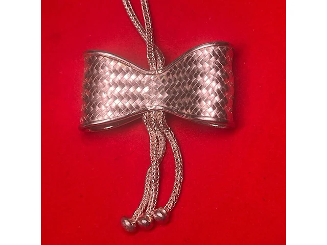 Puur .925 zilveren koninginneketting - collier bowtie designer jewellery - afbeelding 6 van  10