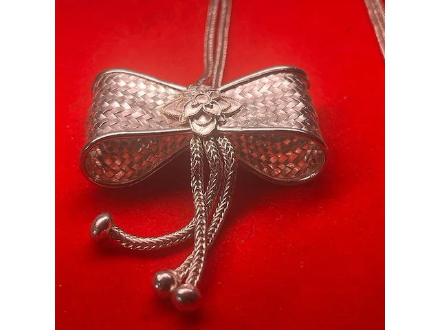 Puur .925 zilveren koninginneketting - collier bowtie designer jewellery - afbeelding 7 van  10