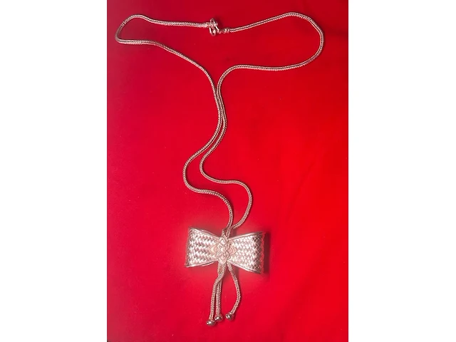 Puur .925 zilveren koninginneketting - collier bowtie designer jewellery - afbeelding 8 van  10