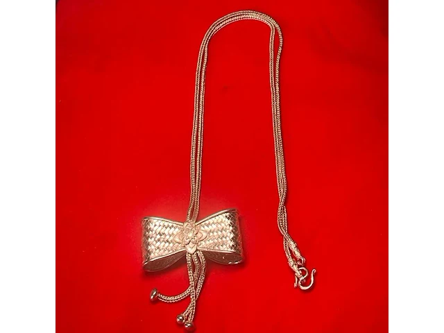 Puur .925 zilveren koninginneketting - collier bowtie designer jewellery - afbeelding 9 van  10