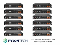 Pylontech - set van 12 batterijen van 2,4 kwh t.b.v opslag energie (totaal vermogen 28.8 kwh) - afbeelding 1 van  3