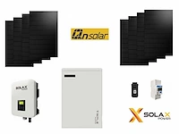 Qn - set van 8 full black zonnepanelen (420 wp) met solax 3.0k hybride omvormer en solax 5.8 kwh batterij t.b.v. opslag